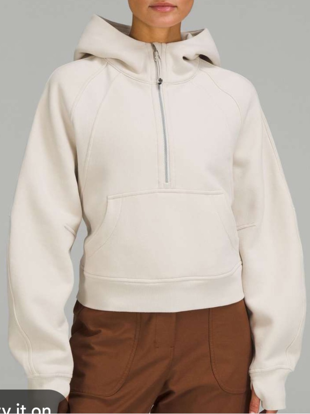 Lululemon Scuba Oversized Half-Zip Hoodie XS/Small Light Beige